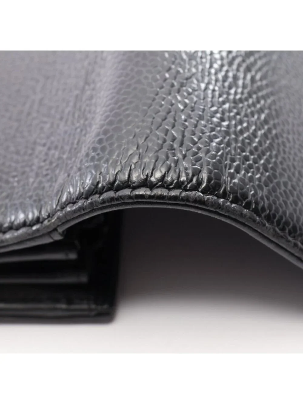 Chanel Bifold Wallet CC Logo Black Caviar Leather Quilted
